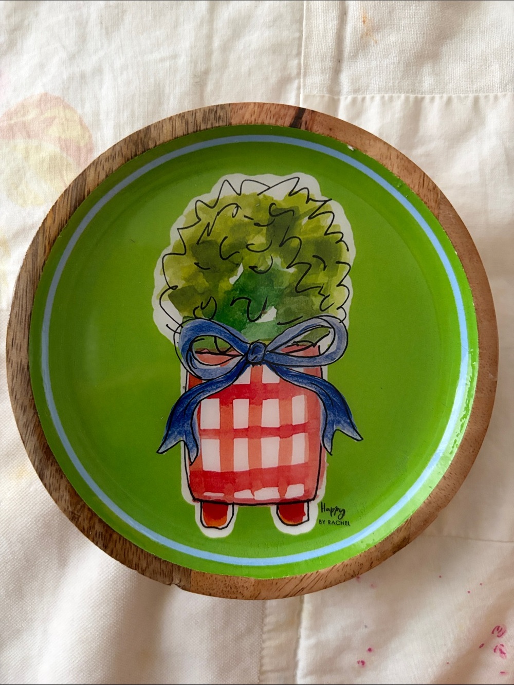 Enamel and Mango wood trinket tray by Rachel Walker